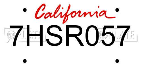 7HSR057 California License Plate