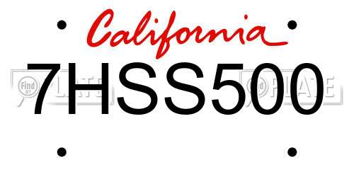 7HSS500 California License Plate