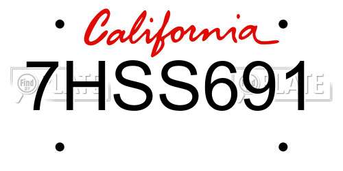 7HSS691 California License Plate