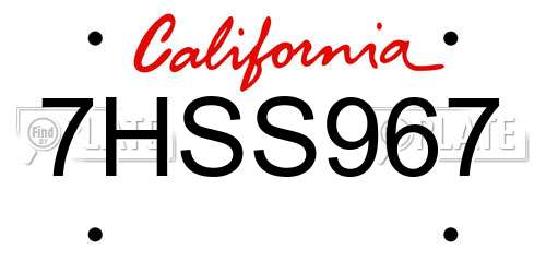 7HSS967 California License Plate