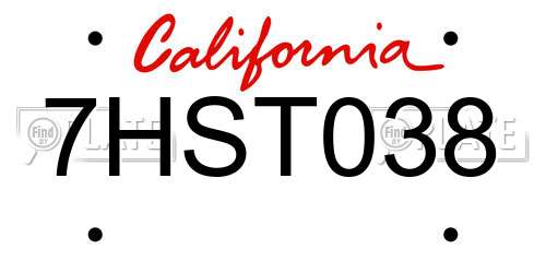 7HST038 California License Plate