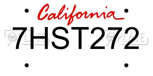 7HST272 California License Plate