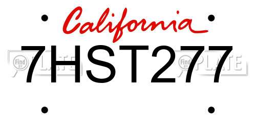 7HST277 California License Plate