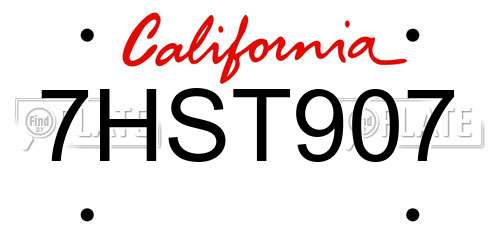 7HST907 California License Plate
