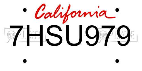 7HSU979 California License Plate