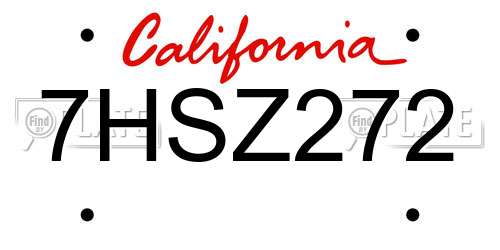 7HSZ272 California License Plate