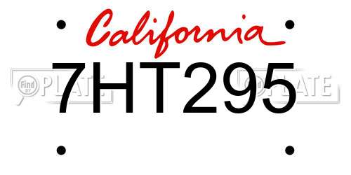 7HT295 California License Plate