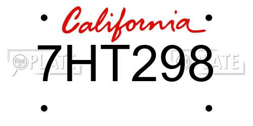 7HT298 California License Plate