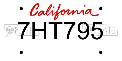 7HT795 California License Plate