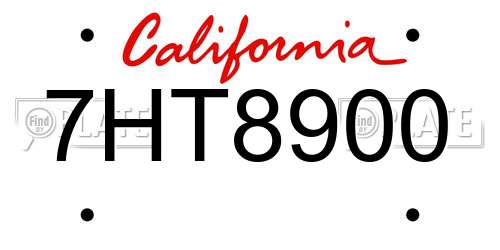7HT8900 California License Plate