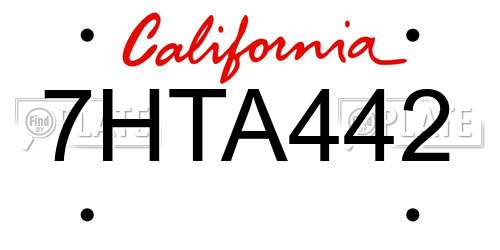 7HTA442 California License Plate
