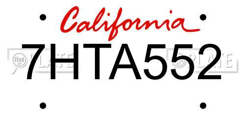 7HTA552 California License Plate