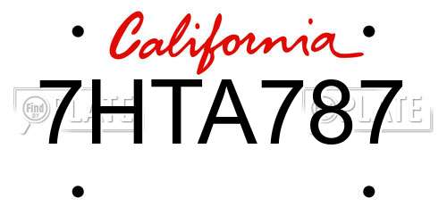 7HTA787 California License Plate