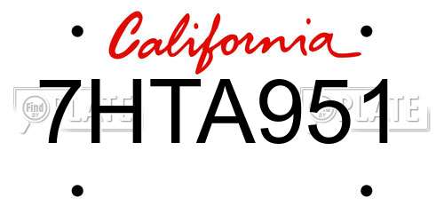 7HTA951 California License Plate