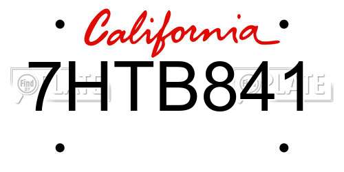 7HTB841 California License Plate