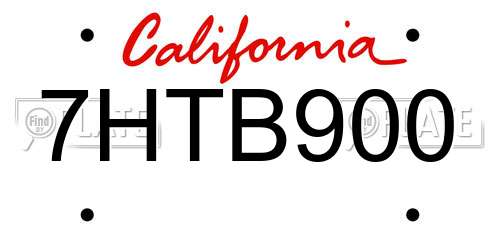 7HTB900 California License Plate