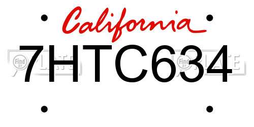7HTC634 California License Plate