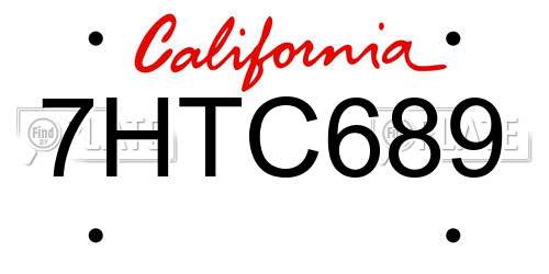 7HTC689 California License Plate