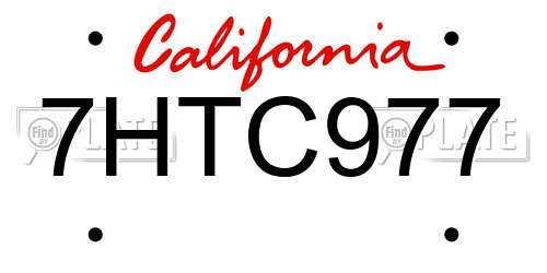 7HTC977 California License Plate