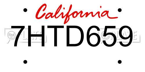7HTD659 California License Plate