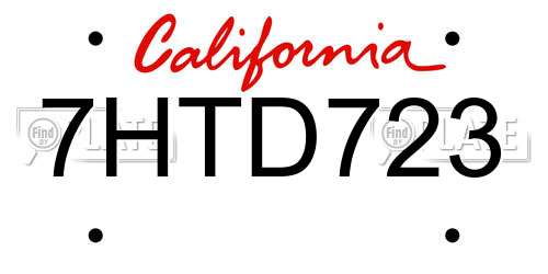 7HTD723 California License Plate