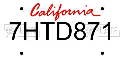 7HTD871 California License Plate
