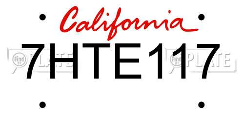 7HTE117 California License Plate