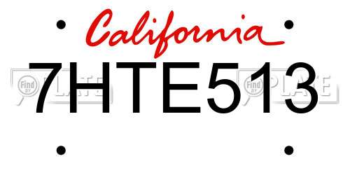 7HTE513 California License Plate
