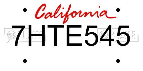 7HTE545 California License Plate