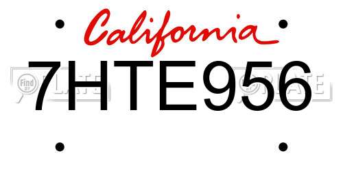 7HTE956 California License Plate