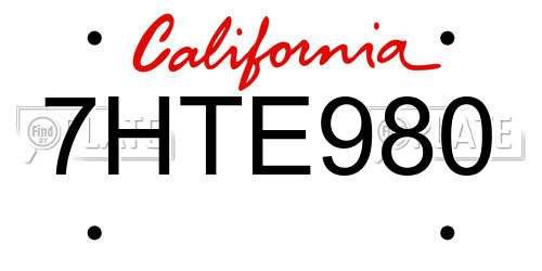 7HTE980 California License Plate