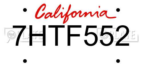 7HTF552 California License Plate