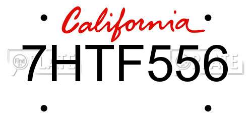 7HTF556 California License Plate