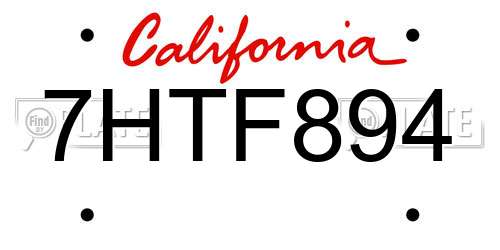 7HTF894 California License Plate