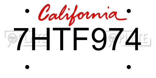 7HTF974 California License Plate
