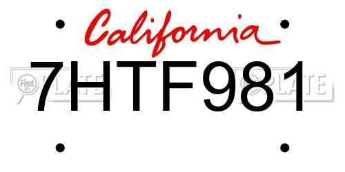 7HTF981 California License Plate