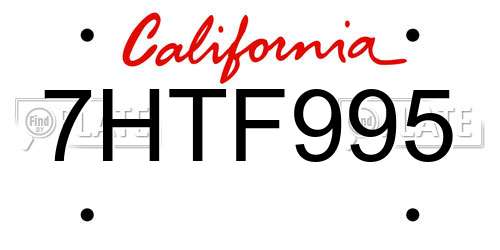 7HTF995 California License Plate