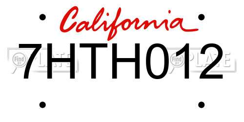 7HTH012 California License Plate