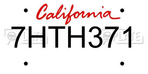 7HTH371 California License Plate