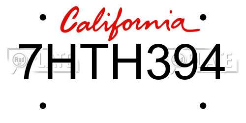 7HTH394 California License Plate