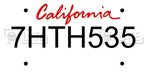 7HTH535 California License Plate