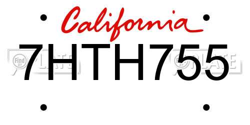 7HTH755 California License Plate