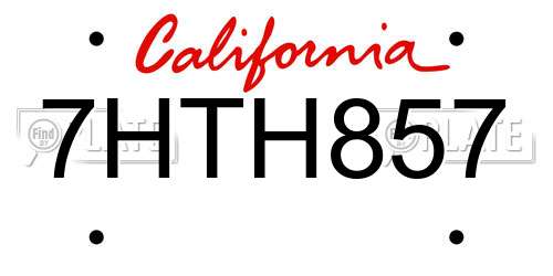 7HTH857 California License Plate