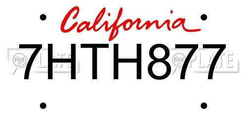 7HTH877 California License Plate