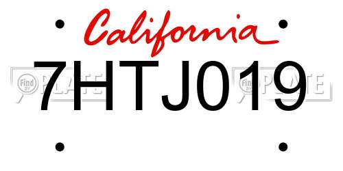 7HTJ019 California License Plate
