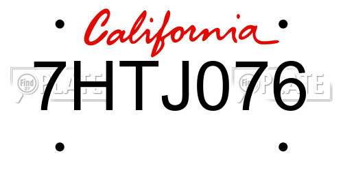 7HTJ076 California License Plate