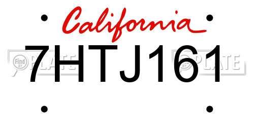 7HTJ161 California License Plate