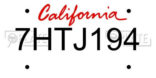 7HTJ194 California License Plate