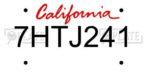 7HTJ241 California License Plate
