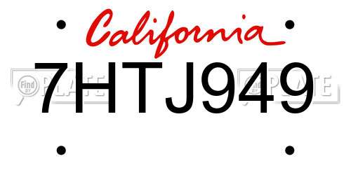 7HTJ949 California License Plate